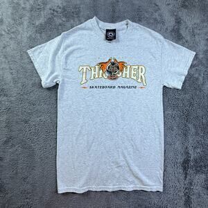 Thrasher Magazine Fortune Logo Skate Tee Shirt Mens S Gray Short Sleeve Crew Nk